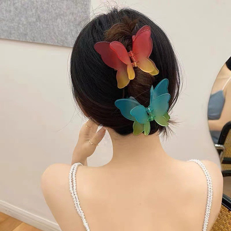 Wholesale Butterfly Gradient Matte Resin Hair Clips